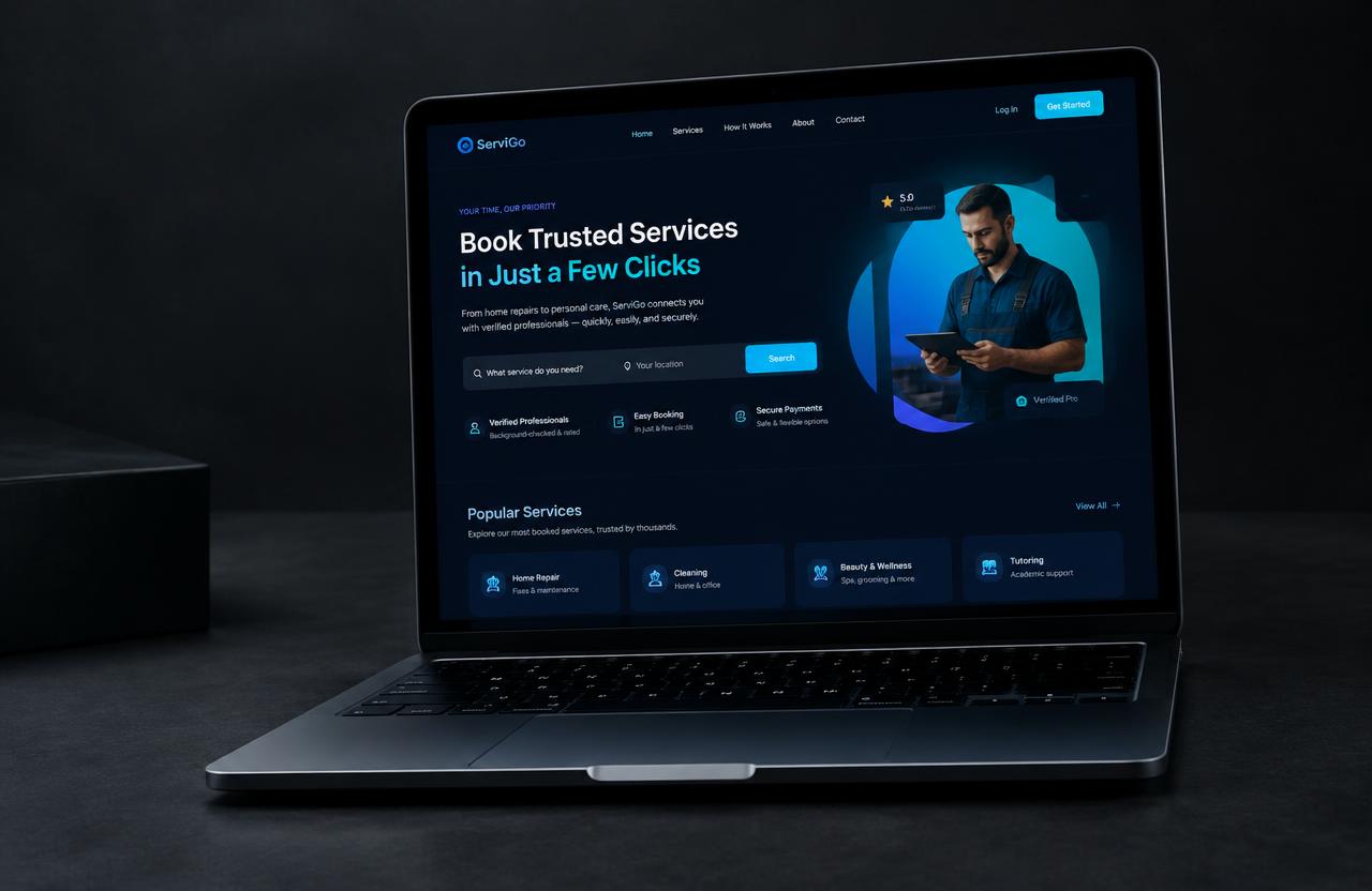 Service booking website concept preview
